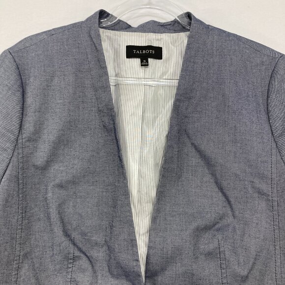 Talbots size 16 Gray Collarless Cotton Jacket Blazer Office Career Business - Picture 3 of 11